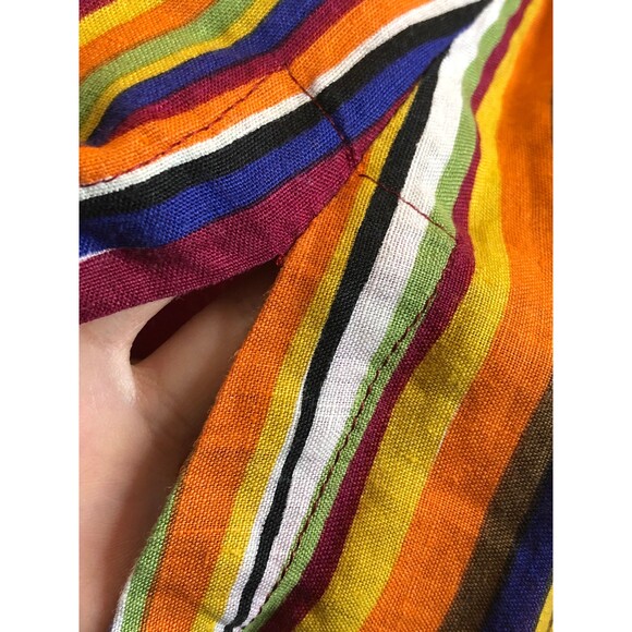 1990s SUI by ANNA SUI Colorful Striped Button Up Linen Blouse W/Pockets. S-M - Picture 6 of 10